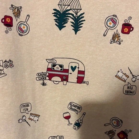 Secret Treasures Cream Pajama Top with Red and Green Accents - Picture 3 of 4